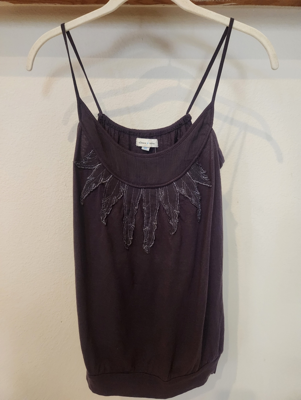 Urban Outfitters Silence + noise Plum Grey Embroidered Spaghetti Strap Camisole